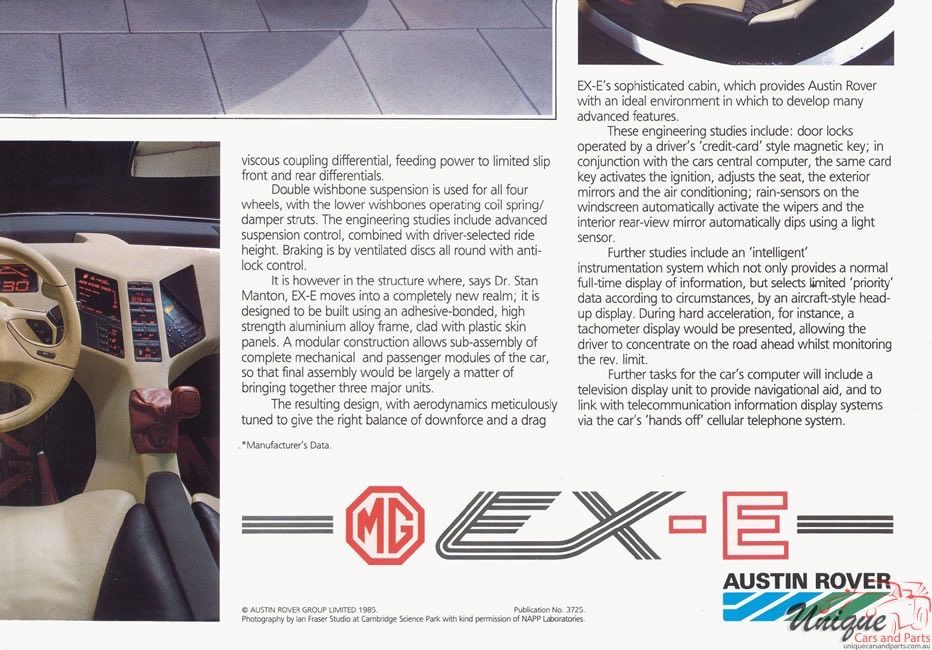 1985 MG EX-E Brochure Page 2